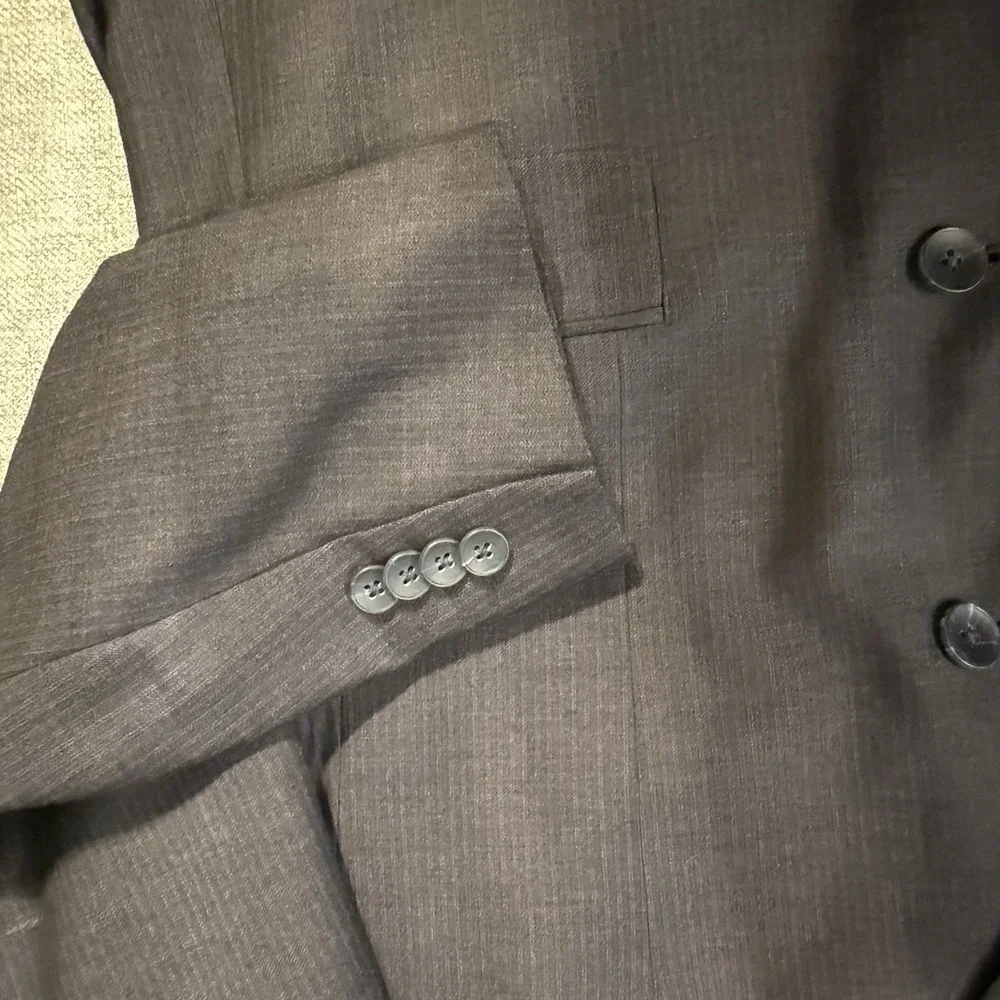 Perry Ellis Portfolio Mens 40R Gray Wool Suit Jacket Blazer‎ Stripe Sport Coat